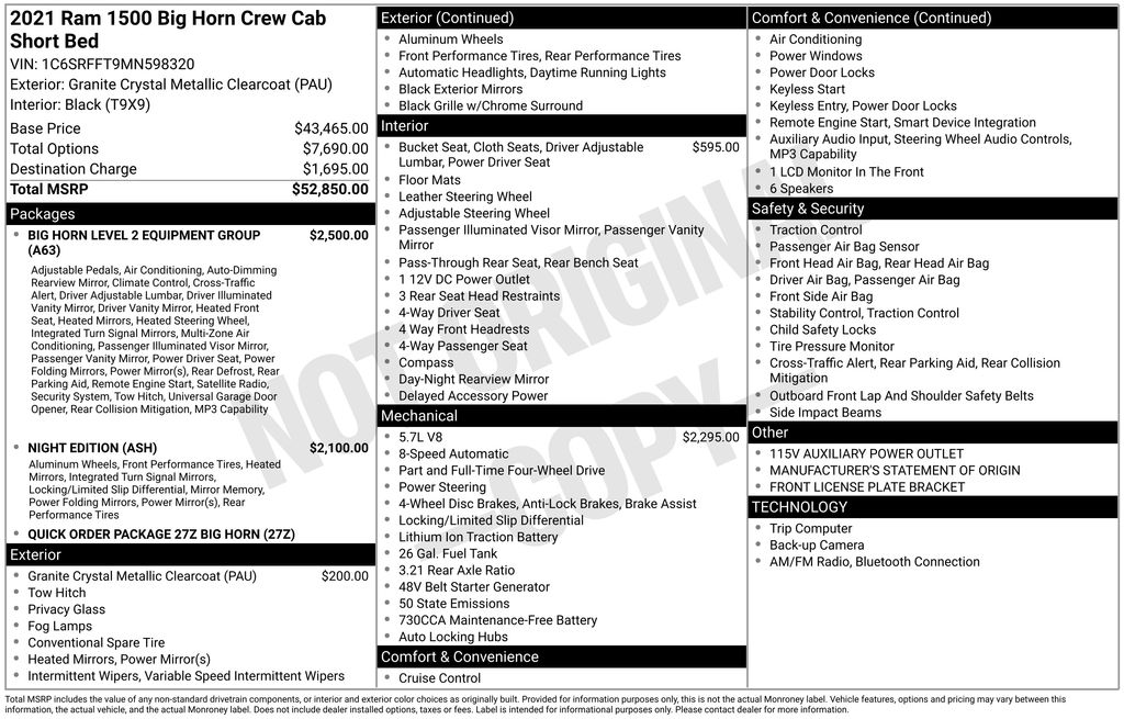 ram ram 1500 pickup 2021 1C6SRFFT9MN598320 image ram ram 1500 pickup 2021 1C6SRFFT9MN598320 image